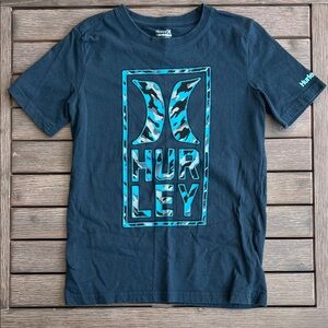 Hurley Kids Navy and Aqua Graphic Tee